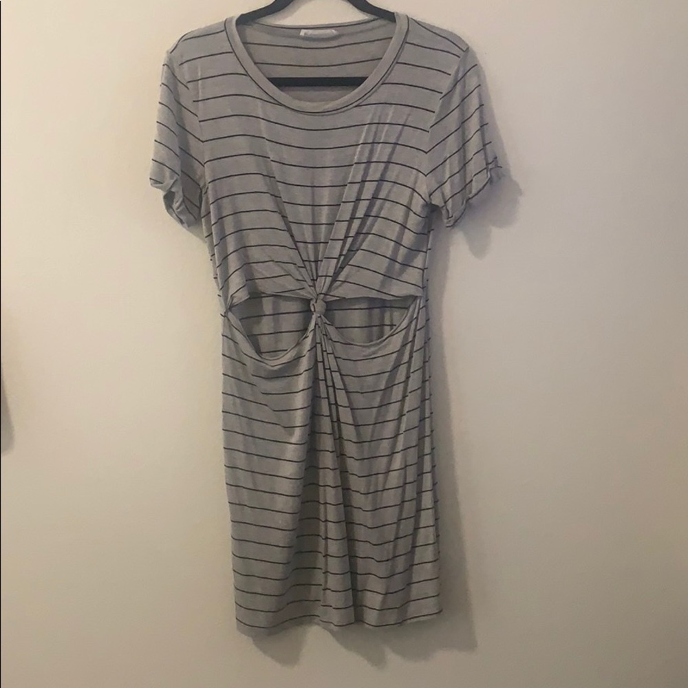 Grey and black stripped dress